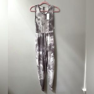 Tie dye sleeveless jogger style romper